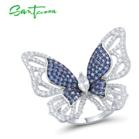Stříbrný prsten se zirkony masivní motýl