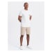 Men's SLIM FIT structured knit shorts - sand V3 OM-SRCS-0126