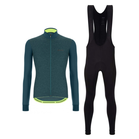 SANTINI Cyklistický zimní dres a kalhoty - COLORE PURO+OMNIA - černá/zelená