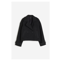 H & M - Krátký dvouřadový kabát - černá