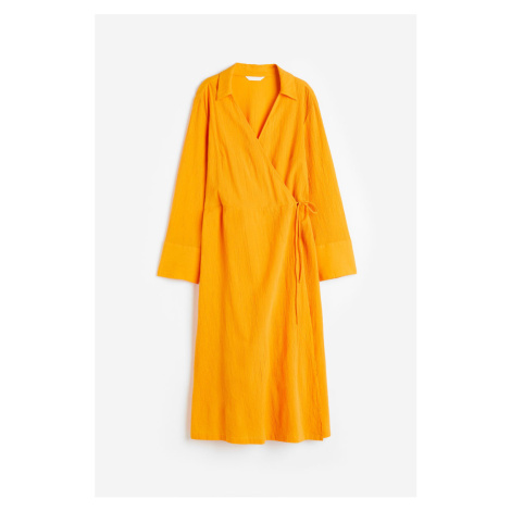H & M - Zavinovací košilové šaty - oranžová H&M