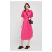 Bavlněné šaty United Colors of Benetton růžová barva, midi