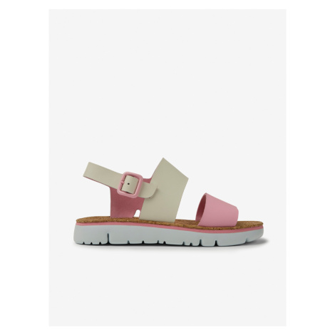 Krémovo-růžové dámské kožené sandály Camper