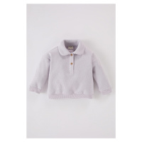 DEFACTO Baby Girl Baby Collar Buttoned Soft Furry Sweatshirt