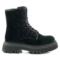 Kotníková obuv no21 logo embossed velvet ankle boots lace up černá