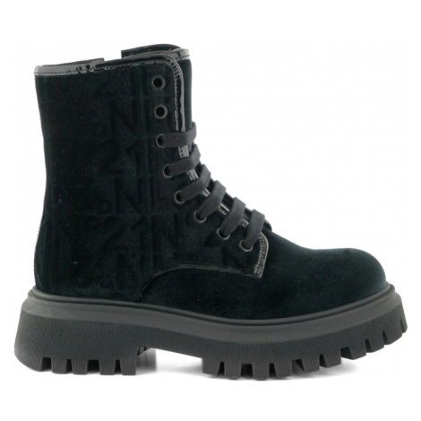 Kotníková obuv no21 logo embossed velvet ankle boots lace up černá N°21