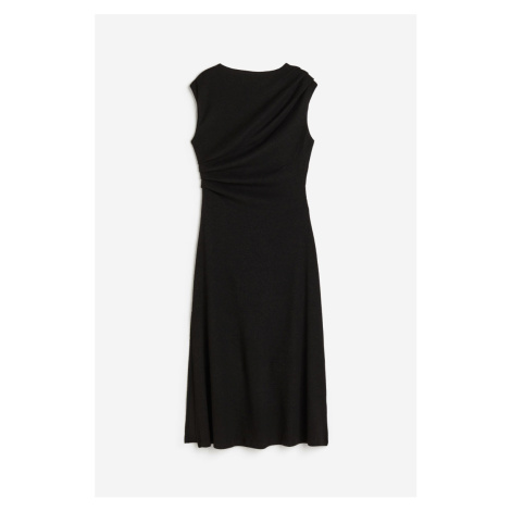 H & M - Řasené žerzejové šaty - černá H&M