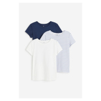 H & M - Bavlněné tričko: balení po 3 - modrá