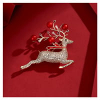 Éternelle Vánoční brož Swarovski Elements Rudolf - vánoční sob B2426-LXT0342 Zlatá