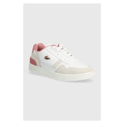 Kožené sneakers boty Lacoste T-Clip Contrasted Collar Leather Snea bílá barva, 47SFA0082