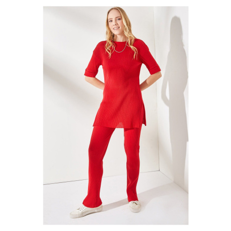 Olalook Women's Red Short Sleeve Tops and Bottoms Lycra Suit