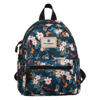 Peterson Tmavě modrý malý batoh s květinovým potiskem Květinový vzor