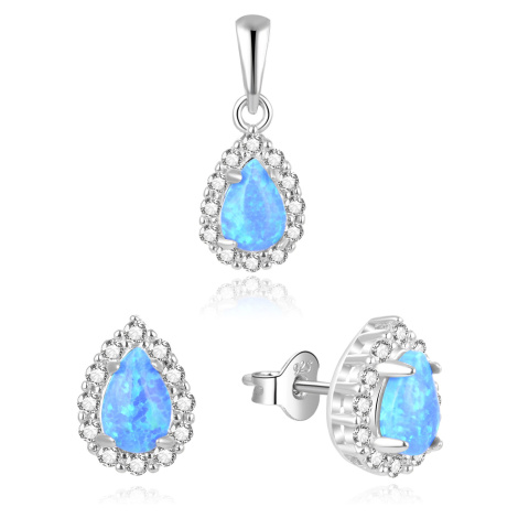 Beneto Nádherná souprava šperků s modrými opály AGSET137L (přívěsek, náušnice)