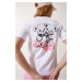 Happiness İstanbul Women's White Teddy Bear Print Knitted T-Shirt