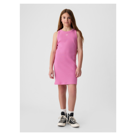 Růžové holčičí žebrované šaty GAP