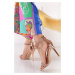 Růžovozlaté sandály s kamínky na tenkém podpatku Tiffany