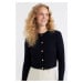 DEFACTO Regular Fit Crew Neck Hair Knitting Patterned Buttoned Knitwear Cardigan