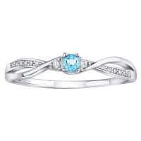 Silvego Stříbrný prsten s modrým Topazem a Brilliance Zirconia JJJR1100TS 58 mm