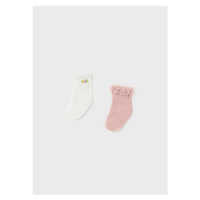 2 pack ponožek s krajkou bílo-růžové BABY Mayoral
