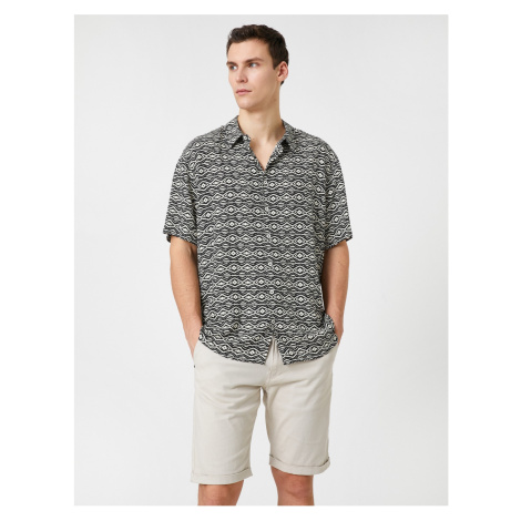 Koton Summer Shirt Short Sleeve Ethnic Detailed Classic Collar