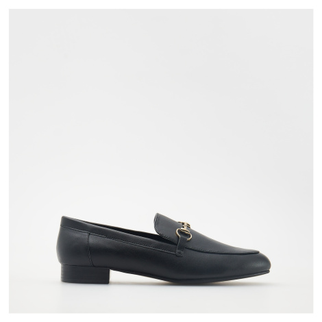 Reserved - Mokasíny loafers s ozdobnou sponou - Černý