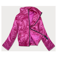 Krátká růžová dámská bunda se stojáčkem (B8122-83)