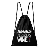 DOBRÝ TRIKO Bavlněný batoh Mama needs wine Barva: Černá