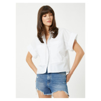 Koton Standardní košilový límec Jednobarevné bílé dámské košile 3sak60018pw