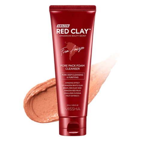 MISSHA - AMAZON RED CLAY PORE PACK FOAM CLEANSER - Čistící pleťová pěna a maska 2v1 120 ml