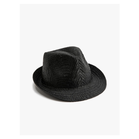 Koton Straw Fedora Hat with Knitted Pattern