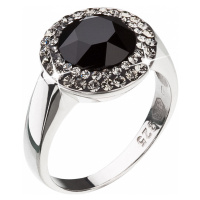 Evolution Group Stříbrný prsten s krystaly černý 35025.3