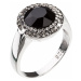Evolution Group Stříbrný prsten s krystaly černý 35025.3