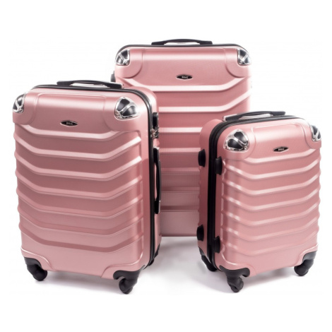 Rogal Růžová sada 3 plastových kufrů "Premium" - M (35l), L (65l), XL (100l)