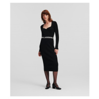 Šaty karl lagerfeld lslv logo knit dress černá