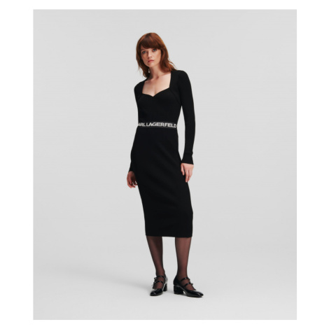 Šaty karl lagerfeld lslv logo knit dress černá