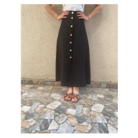 Laluvia Black Gold Buttoned Skirt