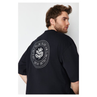 Trendyol Black Oversize Embroidered 100% Cotton T-Shirt