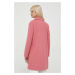 Vlněný kabát United Colors of Benetton růžová barva, přechodný