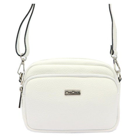 Kožená crossbody kabelka MiaMore 01-062 SL bílá