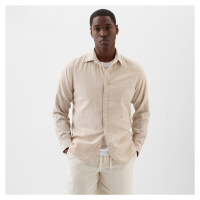 GAP Longsleeve Standard-Fit Linen Shirt Khaki Stripe