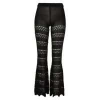 Ladies Flared Crochet Knit Leggings - black