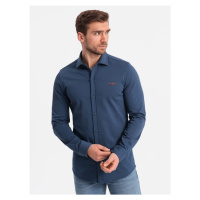 Ombre Clothing Módní modrá košile s nášivkou V1 SHCS-0138