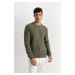 DEFACTO Standard Fit Regular Cut Crew Neck Textured Basic Knitwear Sweater