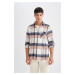 DEFACTO Regular Fit Polo Collar Plaid Flannel Long Sleeve Shirt