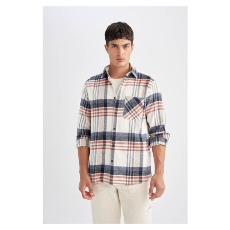 DEFACTO Regular Fit Regular Cut Plaid Lumberjack Flannel Long Sleeve Shirt