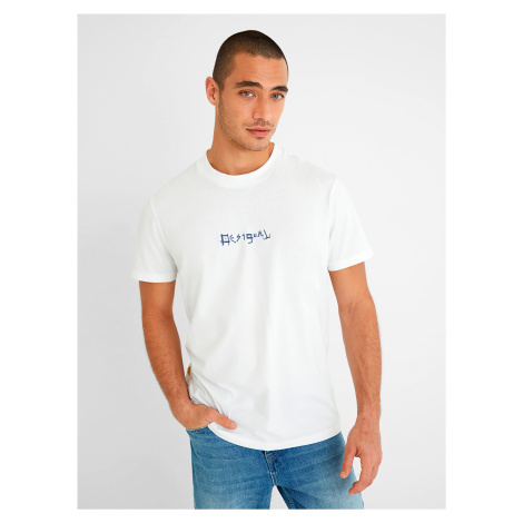 Bílé pánské tričko Desigual Surf Collage