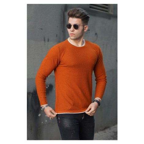 Madmext Camel Crew Neck Men's Knitwear Sweater 4637