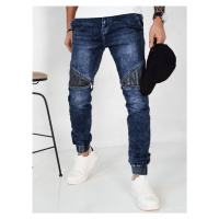 TMAVĚ MODRÉ DŽÍNOVÉ KALHOTY JOGGER Denim vzor