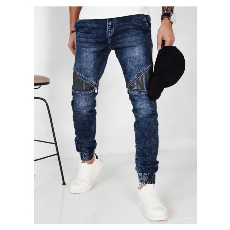 TMAVĚ MODRÉ DŽÍNOVÉ KALHOTY JOGGER Denim vzor BASIC