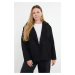 Trendyol Curve Black Regular Fit Double Breasted Closure Wool Blend Stretch Coat